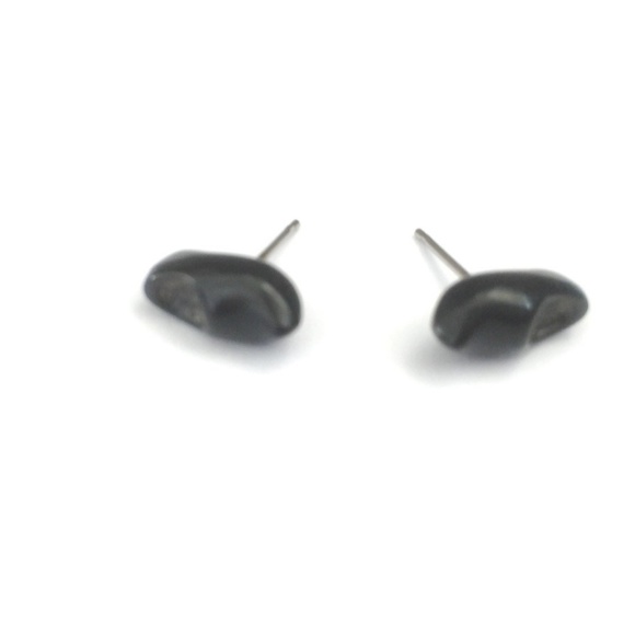 Black Tiny Clogs Vintage Lucite Stud Earrings - Picture 4 of 5